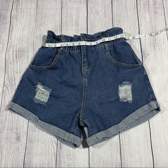 Women's Casual High Waisted Hemming Denim Jean Shorts with Pockets - Picture 7 of 11
